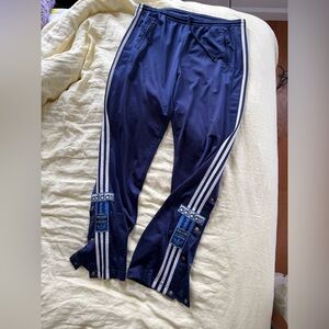 Adidas Blue button snap track pants White Stripes
